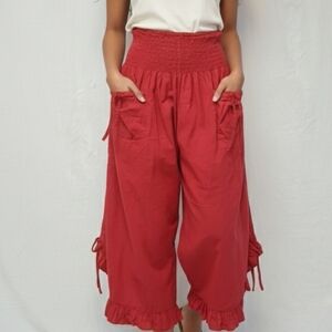 CELINA Chic Red Wide Leg Women's Herem Pants Palazzo Pantaloon Boho Sz  S/m